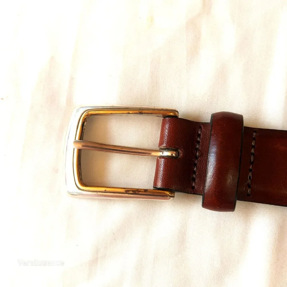 NEW Onyx by Brighton Ranger Belt Mens Size 38 Brown Italian Calfskin VTG